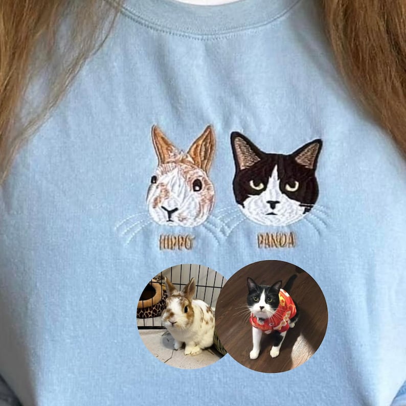 Op maat geborduurde hoodie met huisdierfoto, gepersonaliseerd met de foto van uw huisdier.