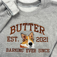 Gepersonaliseerde geborduurde sweater met huisdiernaam, aangepaste hondenkop hoodie