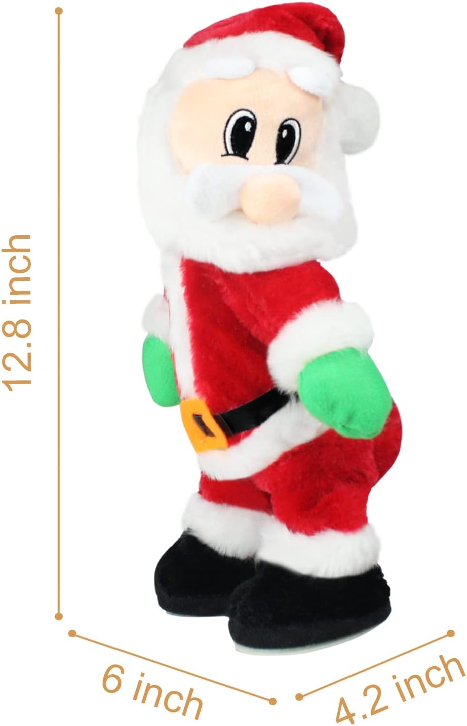 Elektrische Kerstman, gouden draadbril, schuddende buik, Kerstman, zingen, dansen, Kerstmis, Kerstman, speelgoed, Kerstmis, elektrische poppen voor kinderen