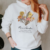 Sweat à capuche/col rond personnalisé avec bouquet de fleurs de naissance