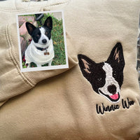 Op maat geborduurde hoodie met huisdierfoto, gepersonaliseerd met de foto van uw huisdier.