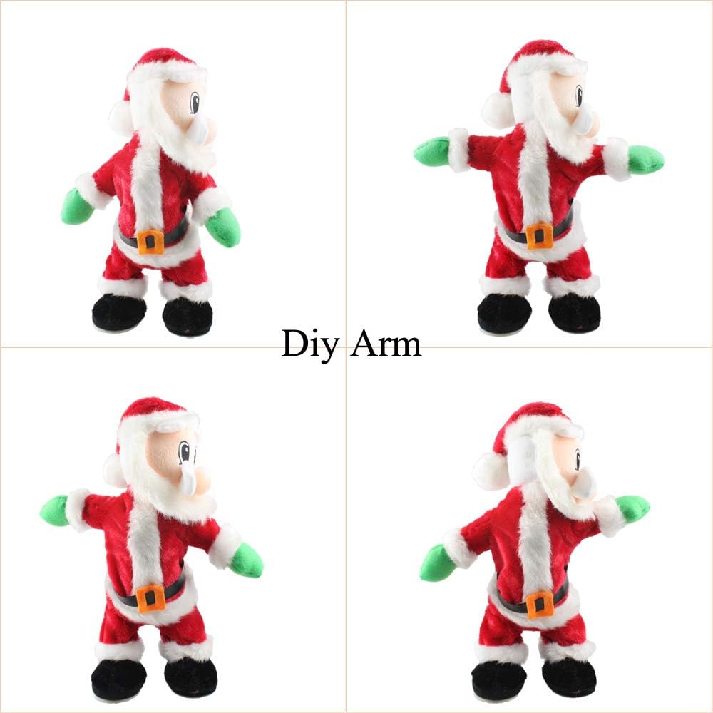 Elektrische Kerstman, gouden draadbril, schuddende buik, Kerstman, zingen, dansen, Kerstmis, Kerstman, speelgoed, Kerstmis, elektrische poppen voor kinderen