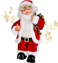 Elektrische Kerstman, gouden draadbril, schuddende buik, Kerstman, zingen, dansen, Kerstmis, Kerstman, speelgoed, Kerstmis, elektrische poppen voor kinderen