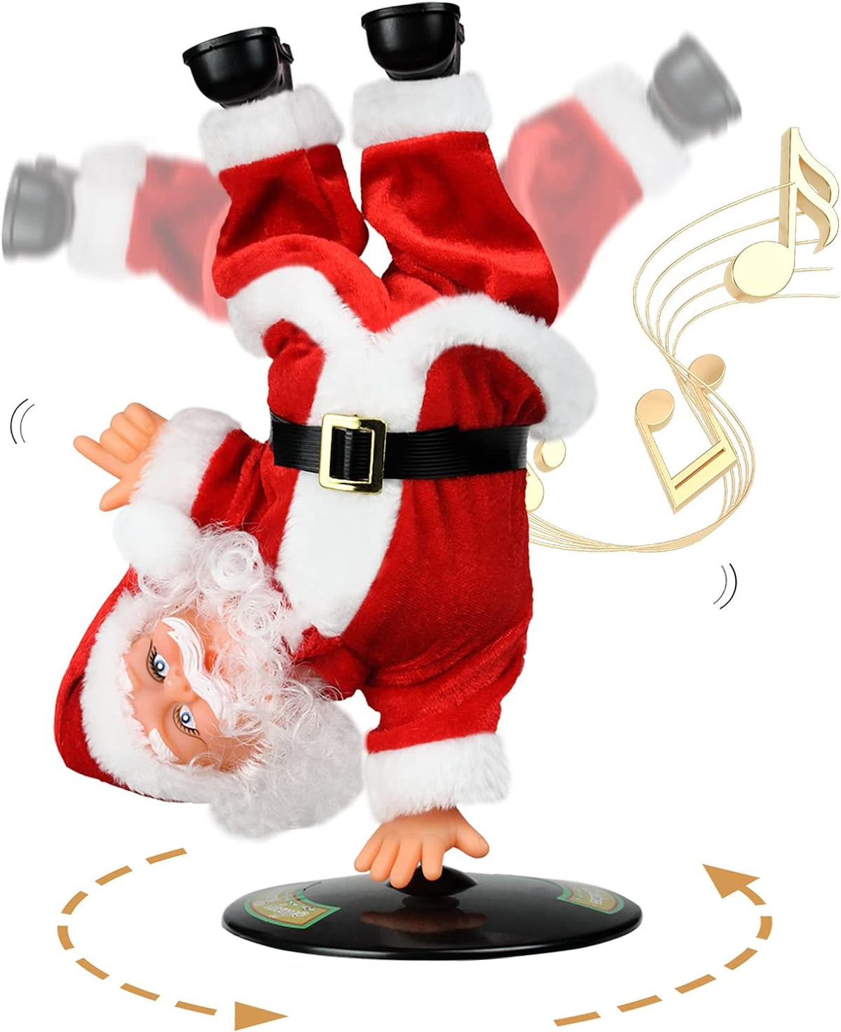 Elektrische Kerstman, gouden draadbril, schuddende buik, Kerstman, zingen, dansen, Kerstmis, Kerstman, speelgoed, Kerstmis, elektrische poppen voor kinderen