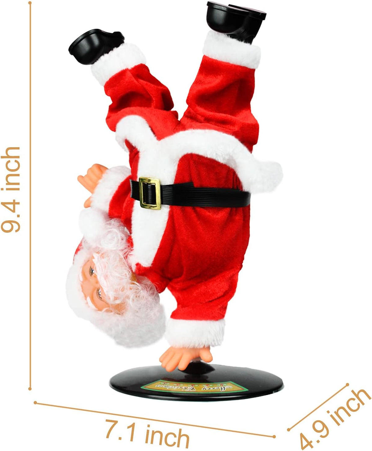 Elektrische Kerstman, gouden draadbril, schuddende buik, Kerstman, zingen, dansen, Kerstmis, Kerstman, speelgoed, Kerstmis, elektrische poppen voor kinderen