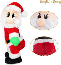 Elektrische Kerstman, gouden draadbril, schuddende buik, Kerstman, zingen, dansen, Kerstmis, Kerstman, speelgoed, Kerstmis, elektrische poppen voor kinderen