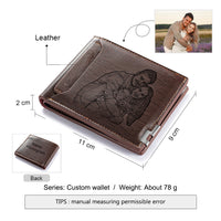 Portefeuille photo personnalisé en cuir pour homme, cadeau pour la fête des pères, avec emplacement pour carte, nom et lettres gravés, cadeau pour lui