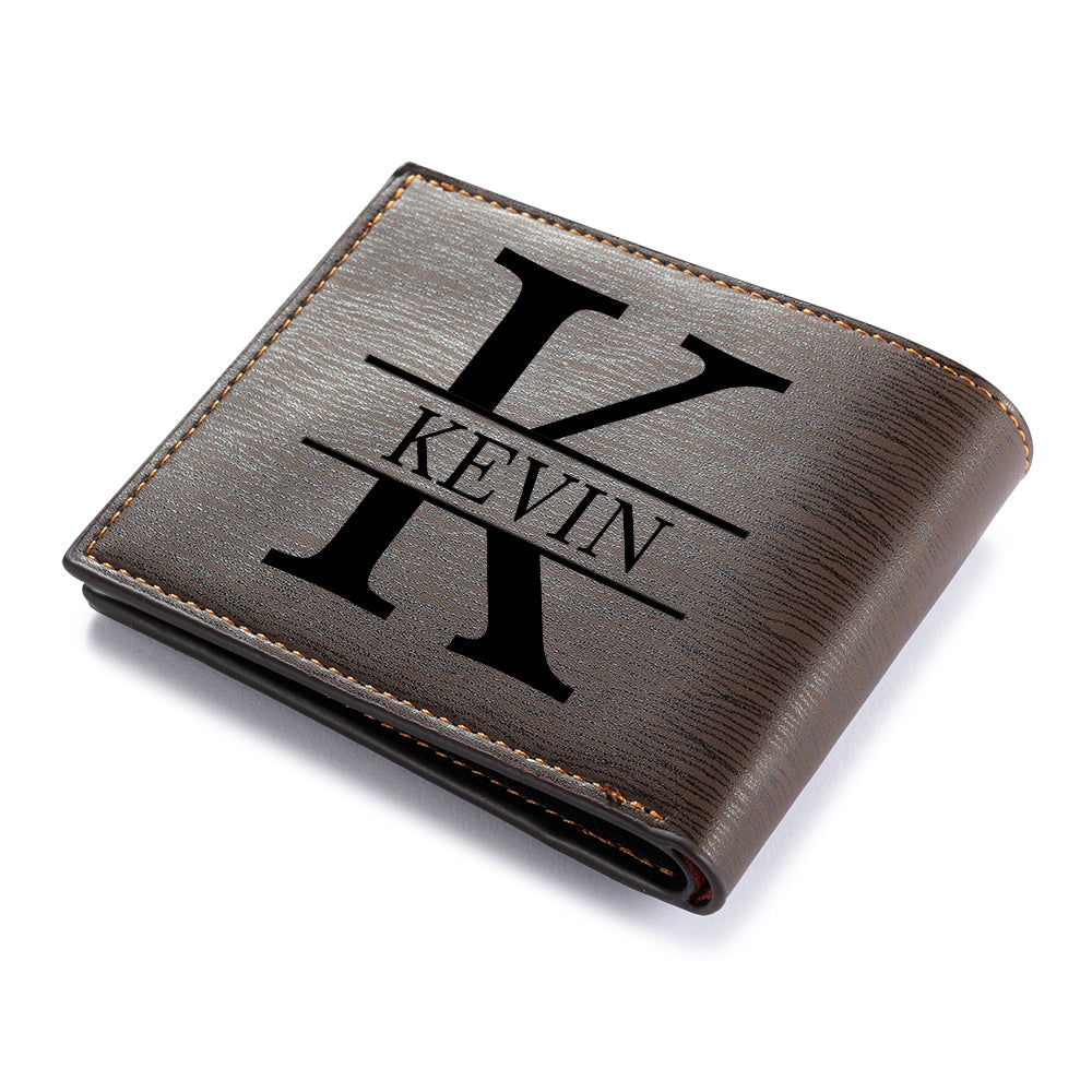 Portefeuille photo personnalisé en cuir pour homme, cadeau pour la fête des pères, avec emplacement pour carte, nom et lettres gravés, cadeau pour lui