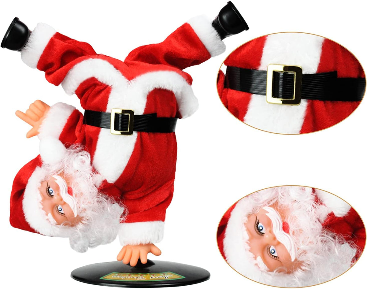 Elektrische Kerstman, gouden draadbril, schuddende buik, Kerstman, zingen, dansen, Kerstmis, Kerstman, speelgoed, Kerstmis, elektrische poppen voor kinderen