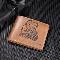 Cadeau fête des pères, portefeuille en cuir personnalisé, photo gravée, portefeuille court, cadeaux pour hommes