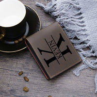 Portefeuille photo personnalisé en cuir pour homme, cadeau pour la fête des pères, avec emplacement pour carte, nom et lettres gravés, cadeau pour lui