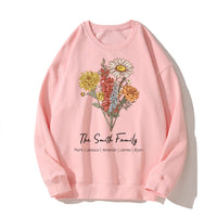 Sweat à capuche/col rond personnalisé avec bouquet de fleurs de naissance