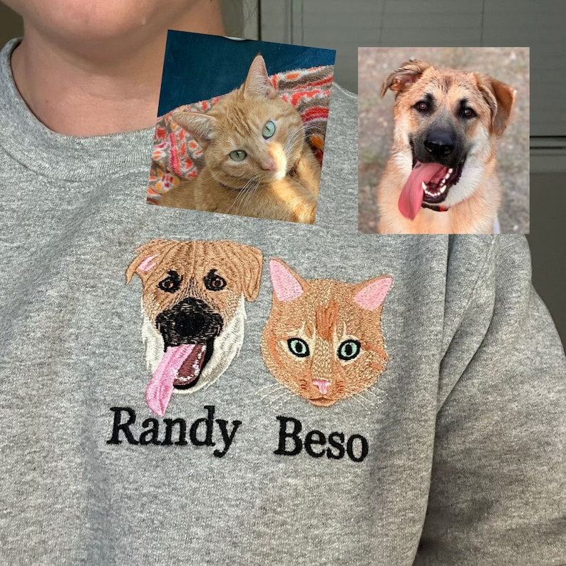 Op maat geborduurde hoodie met huisdierfoto, gepersonaliseerd met de foto van uw huisdier.