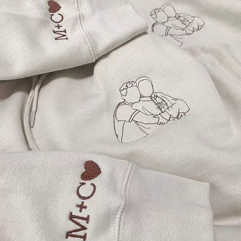 Gepersonaliseerde sweatshirt met geborduurde omtrekfoto