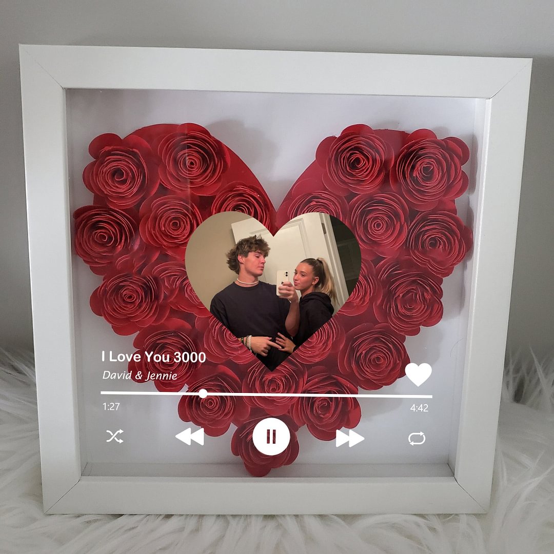 Gepersonaliseerde hartvormige schaduwdoos met foto