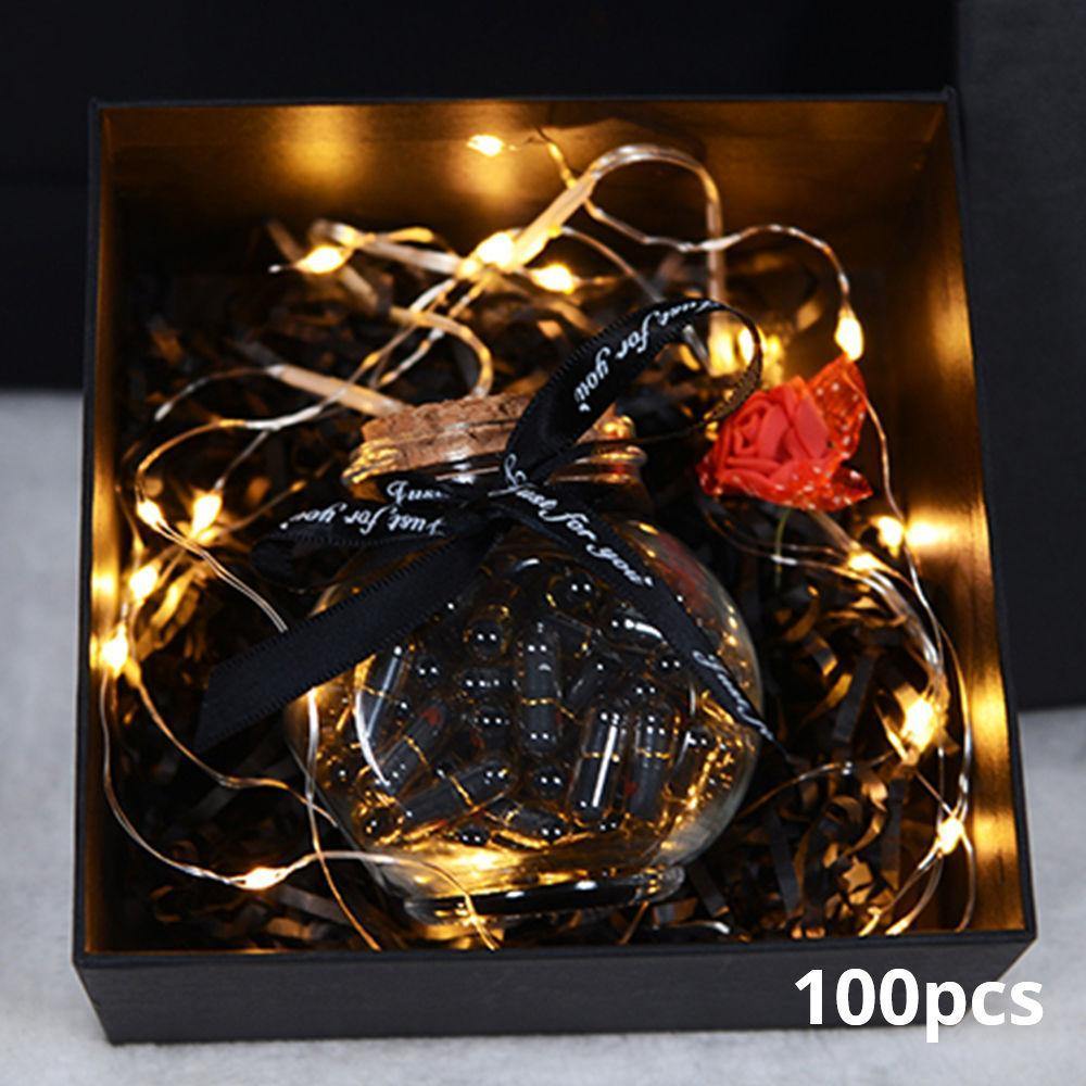 Lot de 100 mini-capsules de message noires à faire soi-même dans une bouteille avec boîte