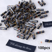 Lot de 100 mini-capsules de message noires à faire soi-même dans une bouteille avec boîte