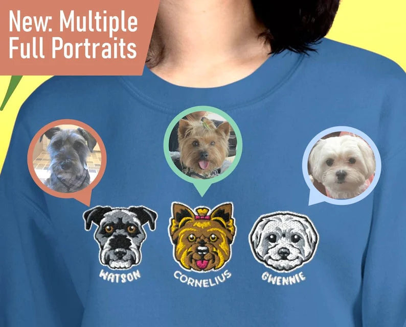 Op maat gemaakt geborduurd huisdier sweatshirt | Gepersonaliseerde huisdiertrui geborduurd op basis van foto