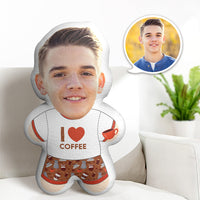 Mini oreiller personnalisé avec photo « J'aime le café »
