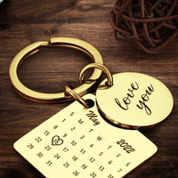 Gepersonaliseerde kalender sleutelhanger, datum sleutelhanger, jubileumcadeaus