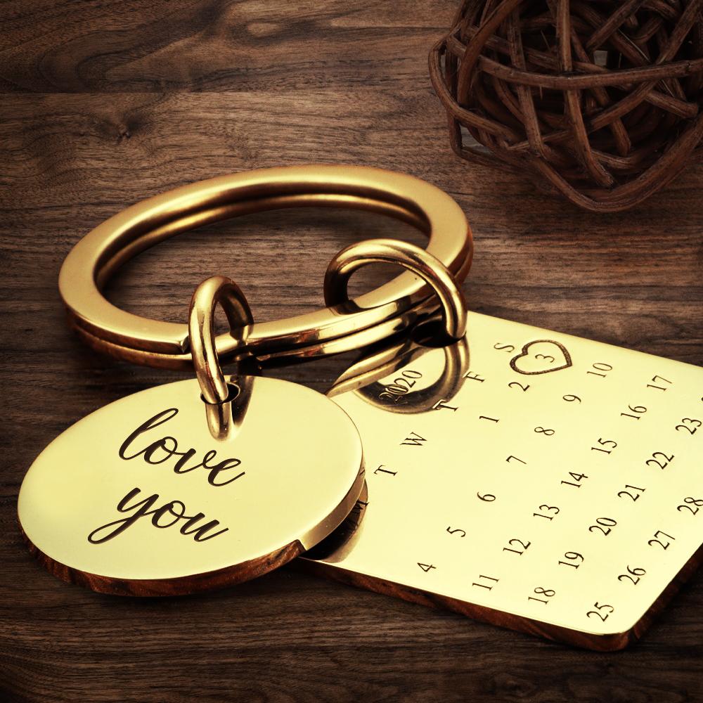 Gepersonaliseerde kalender sleutelhanger, datum sleutelhanger, jubileumcadeaus