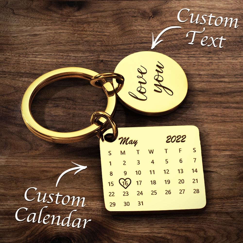 Gepersonaliseerde kalender sleutelhanger, datum sleutelhanger, jubileumcadeaus