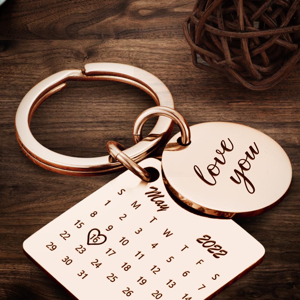 Gepersonaliseerde kalender sleutelhanger, datum sleutelhanger, jubileumcadeaus