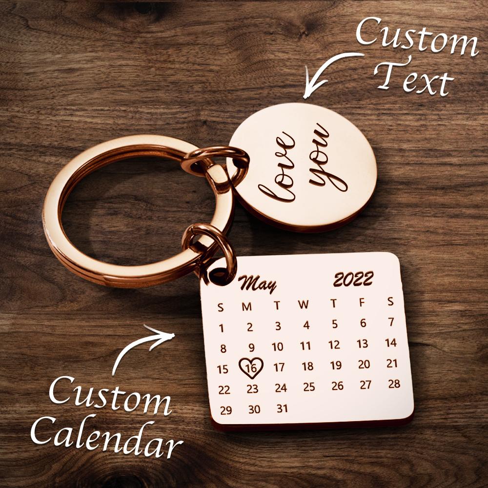 Gepersonaliseerde kalender sleutelhanger, datum sleutelhanger, jubileumcadeaus
