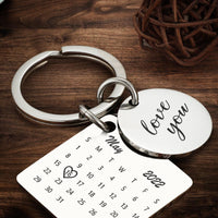 Gepersonaliseerde kalender sleutelhanger, datum sleutelhanger, jubileumcadeaus