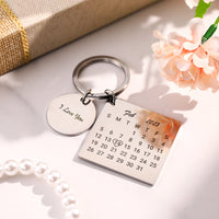 Gepersonaliseerde kalender sleutelhanger, datum sleutelhanger, jubileumcadeaus