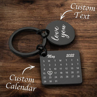 Gepersonaliseerde kalender sleutelhanger, datum sleutelhanger, jubileumcadeaus