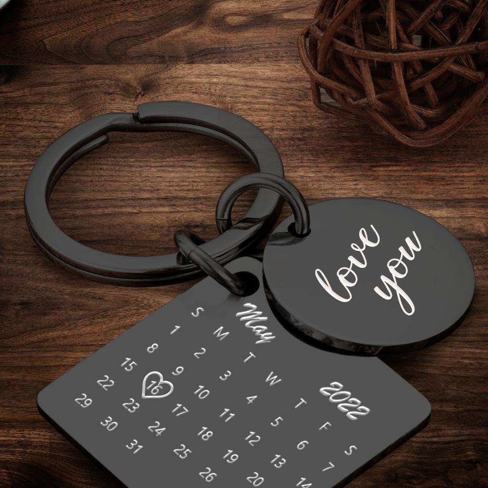 Gepersonaliseerde kalender sleutelhanger, datum sleutelhanger, jubileumcadeaus