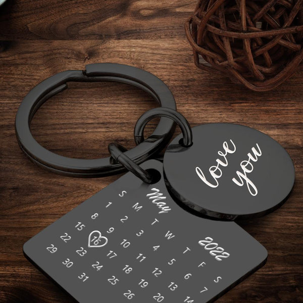 Gepersonaliseerde kalender sleutelhanger, datum sleutelhanger, jubileumcadeaus