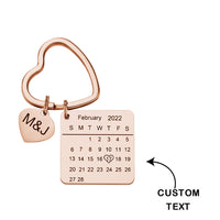 Jubileumcadeaus, gepersonaliseerde kalender sleutelhanger, hartvormige sleutelhanger