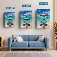Ik hou van je tot aan het strand en terug – gepersonaliseerd verticaal canvas voor koppels – cadeau voor man, vrouw, jubileum