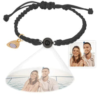 Gepersonaliseerde fotoprojectiearmband, eenvoudige geweven magnetische hartarmband, cadeau voor koppels