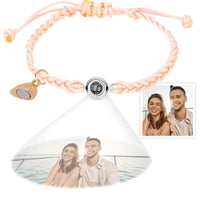 Gepersonaliseerde fotoprojectiearmband, eenvoudige geweven magnetische hartarmband, cadeau voor koppels
