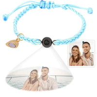 Gepersonaliseerde fotoprojectiearmband, eenvoudige geweven magnetische hartarmband, cadeau voor koppels