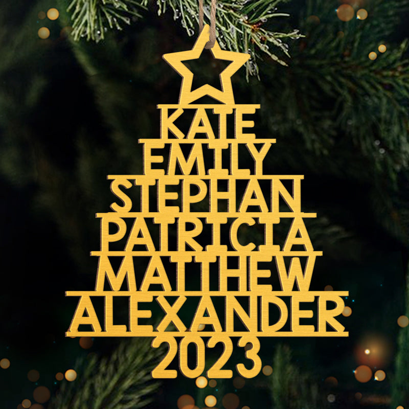 Familiekerstboom - Gepersonaliseerd familieornament - Op maat gemaakt hout - Kerstcadeau voor familieleden