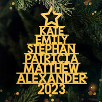Familiekerstboom - Gepersonaliseerd familieornament - Op maat gemaakt hout - Kerstcadeau voor familieleden