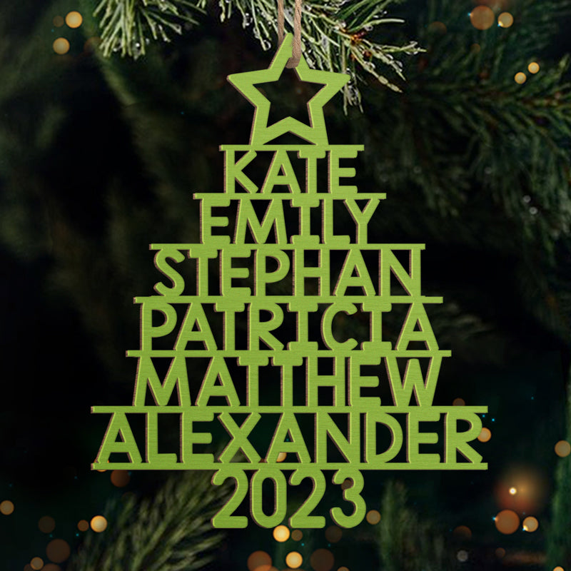 Familiekerstboom - Gepersonaliseerd familieornament - Op maat gemaakt hout - Kerstcadeau voor familieleden