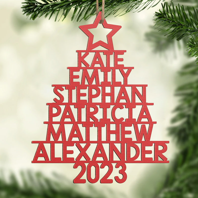 Familiekerstboom - Gepersonaliseerd familieornament - Op maat gemaakt hout - Kerstcadeau voor familieleden