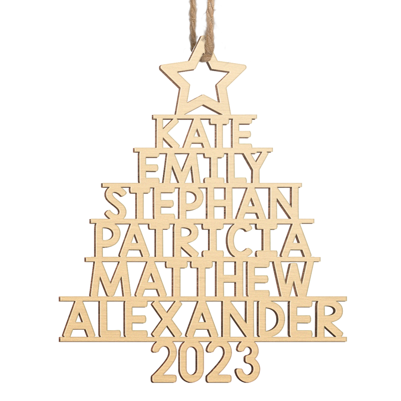 Familiekerstboom - Gepersonaliseerd familieornament - Op maat gemaakt hout - Kerstcadeau voor familieleden