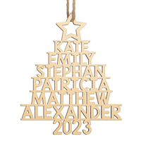 Familiekerstboom - Gepersonaliseerd familieornament - Op maat gemaakt hout - Kerstcadeau voor familieleden