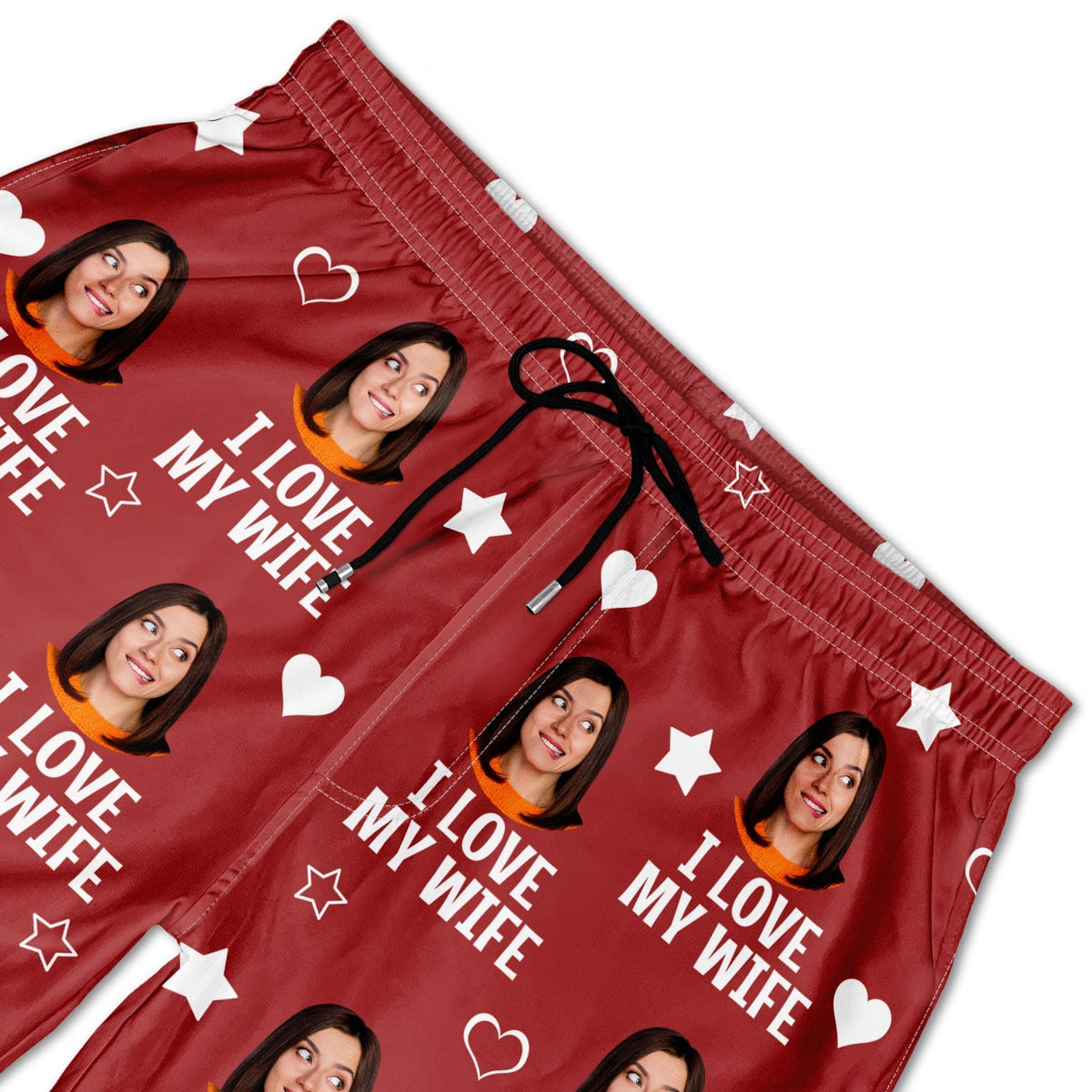 Gepersonaliseerde foto 'Ik hou van mijn vrouw' - cadeau voor echtgenoot en vriend - gepersonaliseerde unisex strandshorts