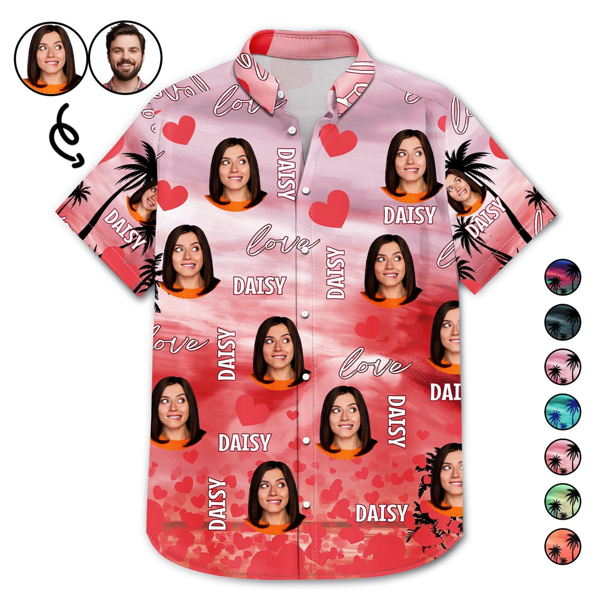Gepersonaliseerde foto met grappige liefde – cadeau voor echtgenoot of vriend – gepersonaliseerd Hawaiiaans shirt