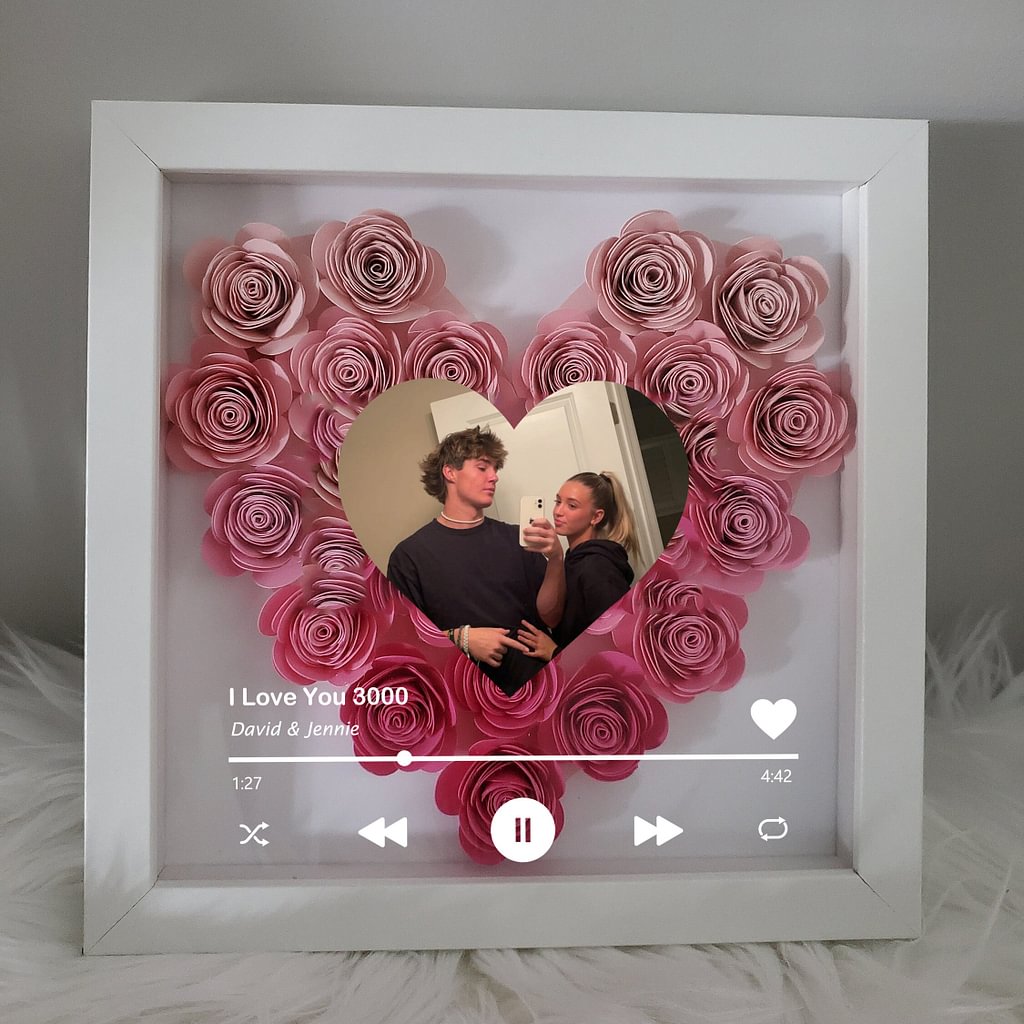 Gepersonaliseerde hartvormige schaduwdoos met foto