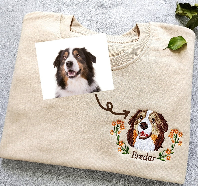 Sweat-shirt à capuche avec broderie portrait d'animal personnalisé