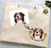 Sweat-shirt à capuche avec broderie portrait d'animal personnalisé