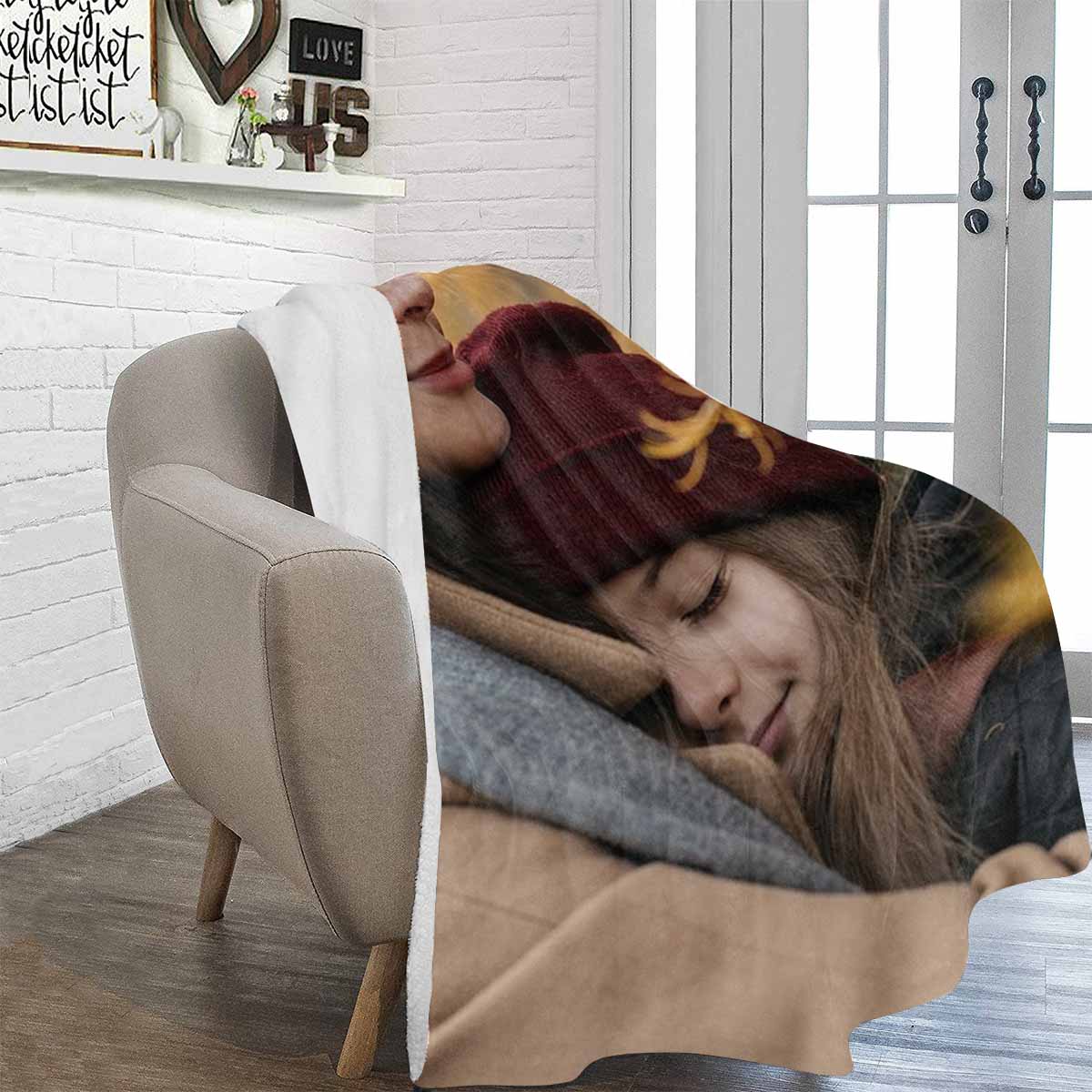 Couverture en micro polaire ultra douce avec photo personnalisée de la mère et de la fille